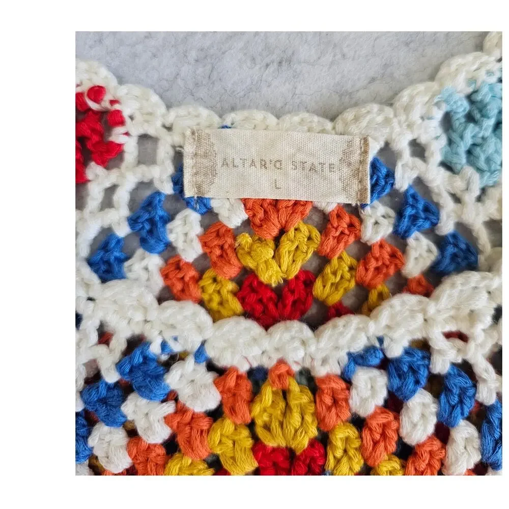 ALTAR'D  STATE Retro Knit  Crochet Knit Top, Festival, Y2K, Western, Womens Sz L - Picture 6 of 6